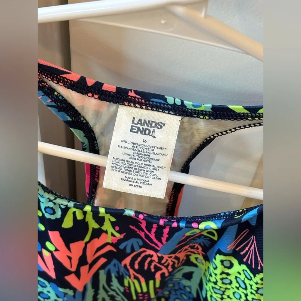 Lands' End Neon Abstract Tank Top